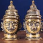 Vintage Brass Shiv Gauri Mukhalingam Pair - Sacred Divine Union Idol | Jaipurio